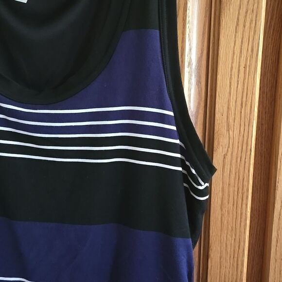Old Navy Xl Womens Dress Black Navy and White Stripes Sleeveless Summer Swing - Picture 13 of 16